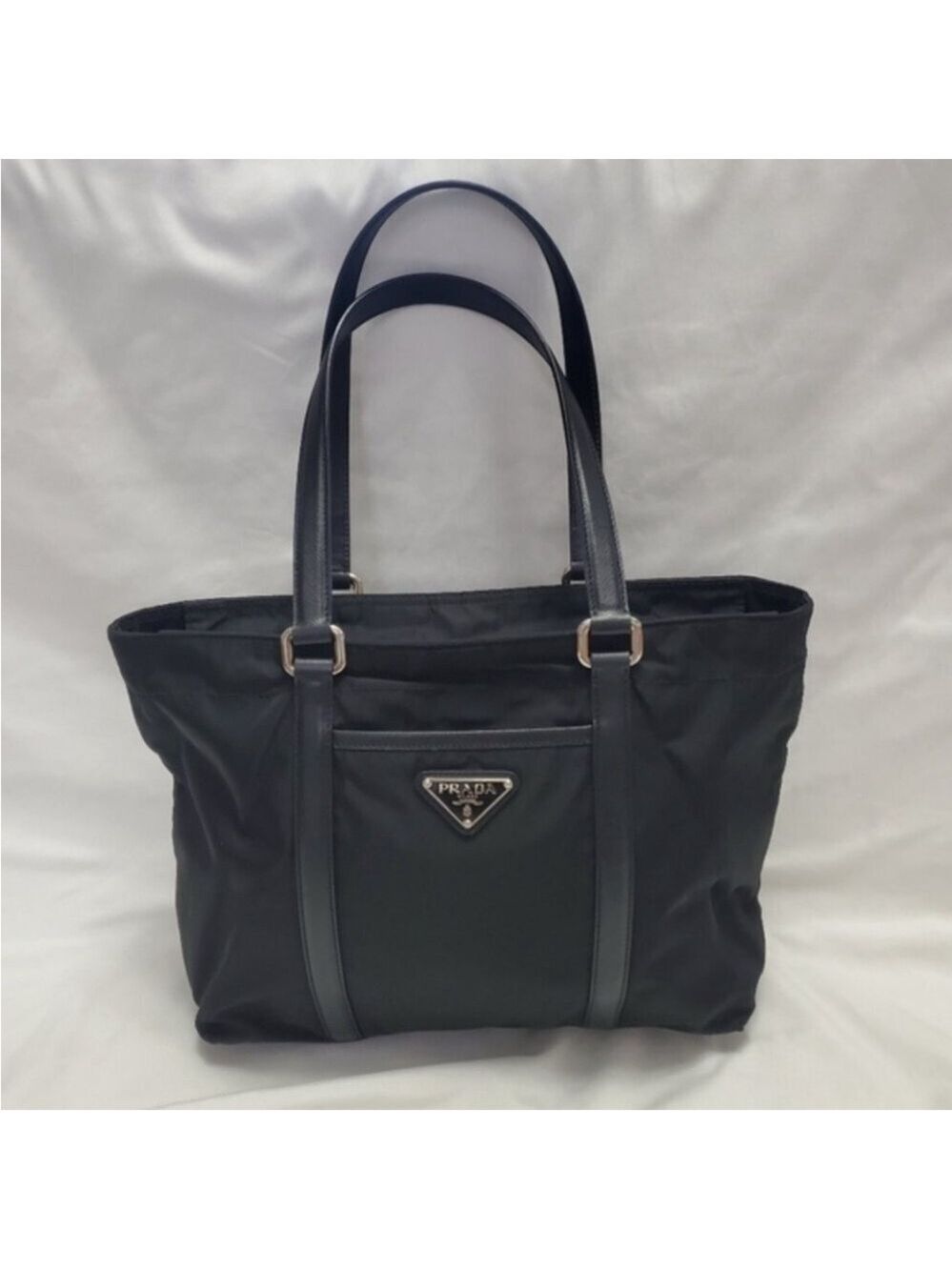 Authentic Prada Tessuto Nylon Tote Bag | Black Triangle Logo | Lampo Zipper - Picture 2 of 15